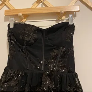 NWT Lulu's Definite Glamour Black Sequin Bustier Maxi Dress size Small thumbnail 4