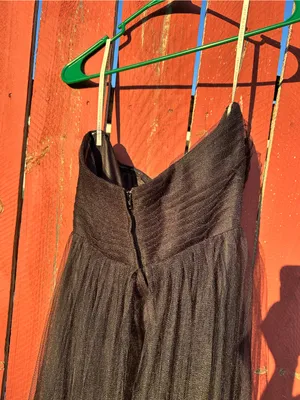 Jenny Yoo Black Strapless Evening Gown - sparkly black maxi dress - size 8 thumbnail 6