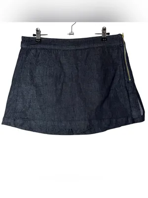 J. Crew Dark Indigo Blue Wash Wrap Mini Denim Skort 6 thumbnail 3