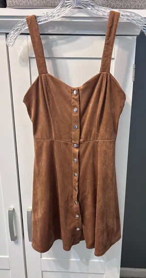 Forever 21 Rust Brown Button-Front Mini Dress/Jumper NWOT Size S thumbnail 1