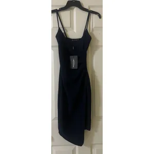 Pretty Little Thing Boutique Lauriell Navy Wrap Front Crepe Party Dress Sz 2 NEW thumbnail 3