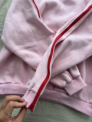 Pink Crewneck with Edgy Red Zipper Trim thumbnail 3