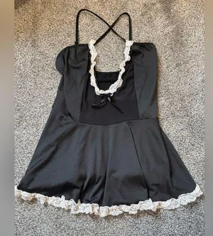 Lace Slip Dress Black Size L thumbnail 1