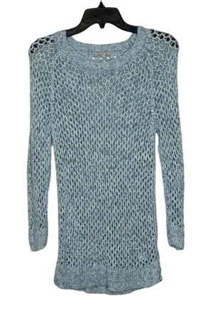 Gap Open Knit Sweater Size‎ Medium Blue Womens Cotton Nylon Blend LS thumbnail 1