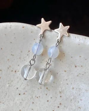 Handmade czech glass beads mix star dangle earrings 🌀⭐️💦 thumbnail 4