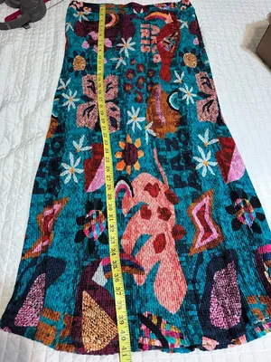 Farm Rio Gabriela Knit Maxi Skirt Vibrant Floral Boho Maxi Skirt NWT thumbnail 9