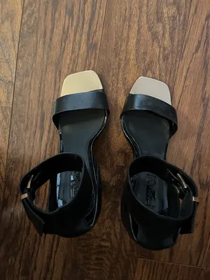 Topshop Black High-Heel Ankle-Strap Sandals with Metallic Toe Accent thumbnail 7