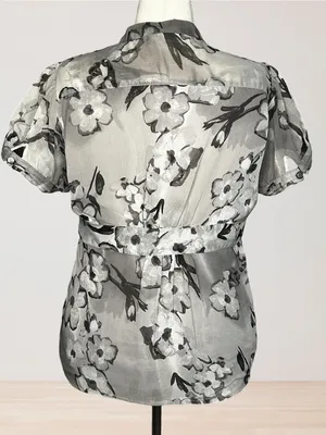 Apt. 9 Sheer Black and Gray Lightweight Top thumbnail 4