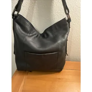Tahari ASL Black Pebbled Leather Slouchy Hobo Shoulder Bag Adjustable Strap thumbnail 9