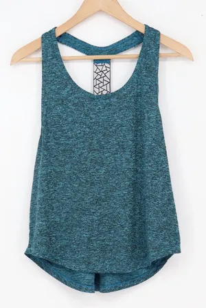 SHEIN Tank Top Womens Medium Space Dye Teal Blue Racerback Athletic Excellent thumbnail 1