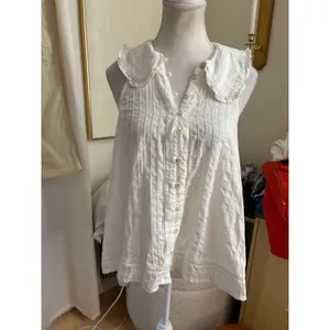 Pilcro White Keira Tank Button Front Peter pan Collar Size Medium thumbnail 2
