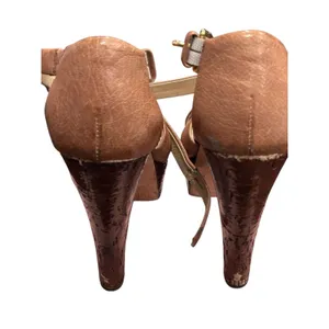 Miu Miu Tan Brown Leather Platform Heels Sandals Size 38.5 Authentic thumbnail 11