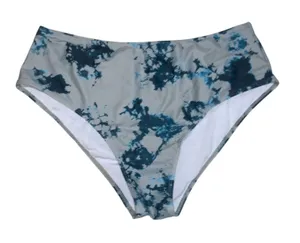 High-Waist Women’s Swimsuit Bikini Bottoms in Green Tie-Dye thumbnail 1