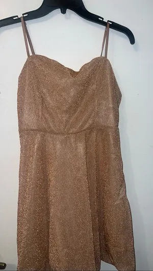 Sparkle Slip Dress in Champagne Rose Gold Small thumbnail 1