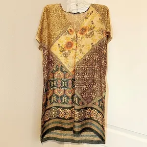 ZARA Women's Designer Bohemian Hippie Tunic Paisley Kaftan Belt thumbnail 5