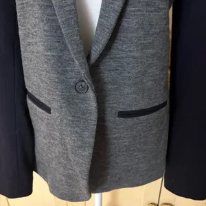 J CREW Contrast Knit Blazer Wool Blend Grey Black‎ Sleeves Size 8 thumbnail 4