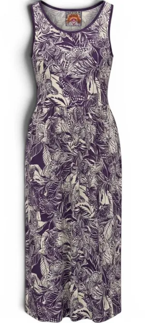 Johnny Was Dress Womens M R39523-4 Purple Butterfly Bamboo Viscose Maxi‎ Boho thumbnail 1