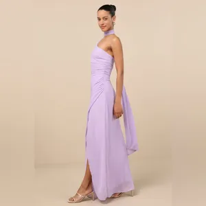 LULU’S Adeline Lavender One-Shoulder Scarf Maxi Dress thumbnail 4