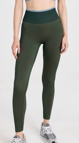 Outdoor Voices Seamless Ribbed 7/8 Length Leggings Green Women’s Size Large thumbnail 1