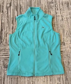 Vineyard Vines women's small green fleece vest Retails $80 thumbnail 1