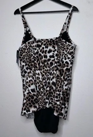 Swim Solutions Plus Size Knotted Flyaway Fauxkini One-Piece Swimsuit Size 20W thumbnail 4