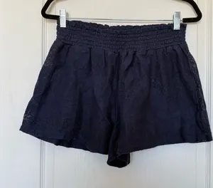 Aerie‎ Lace Beach Shorts Navy Blue Smocked Waistband Sheer Beach Bottoms Coverup thumbnail 1