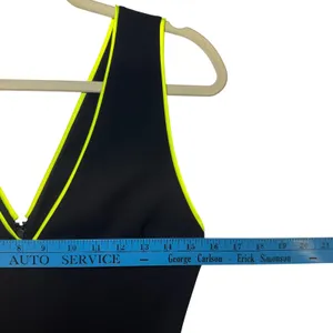 Alice + Olivia Black Neon Yellow‎ Piping V-Neck Sleeveless Jumpsuit Size 4 thumbnail 7
