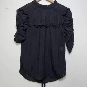 Veronica Beard Women SILK Top Blouse 4 Black‎ Ruffle Royalcore Cottage thumbnail 2
