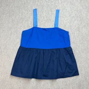 LOFT Blue Colorblock Babydoll Camisole Tank Top Size 0 Cotton‎ Modal Preppy thumbnail 1