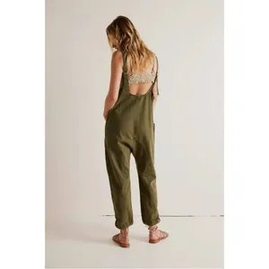 Free People High Roller Jumpsuit in Moss Stone Size Small Denim Overalls Harem thumbnail 9