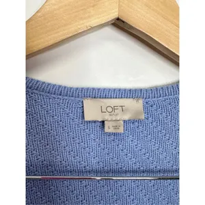 LOFT Sweater‎ Size Small Blue Knit Bell Sleeve Open Cardigan thumbnail 7