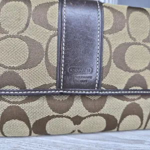 Vintage Coach Signature C Canvas Continental Trifold Wallet Brown Checkbook Long thumbnail 2