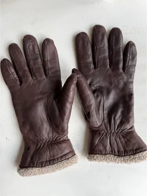 ciré Large Brown Leather Gloves with Sherpa Lining thumbnail 4