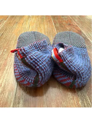 Bombas Knit Gripper Slipper Socks Blue Red Medium M thumbnail 2