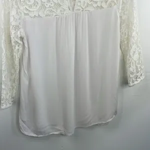 Old Navy Relaxed Lace-Trim Blouse size Small White thumbnail 9