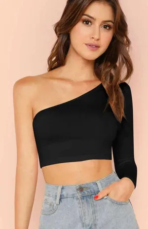 SheIn One Shoulder Crop Top thumbnail 1