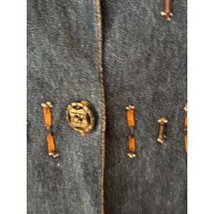Parsley & Sage Women Large Denim Jacket Beaded Embroidered Boho Art to Wear crop thumbnail 4