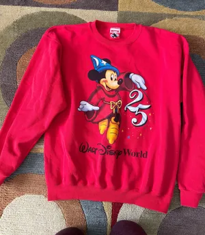 Walt Disney World 25th Anniversary Sorcerer Mickey Disney Fantasia Sweatshirt thumbnail 1