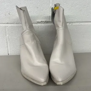 Steve Madden sz9 ivory bone CATE western heeled booties boots side zip leather thumbnail 2
