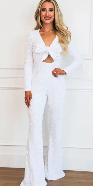 Bella and Bloom Boutique Meet Me There Sequin Tie Jumpsuit thumbnail 1