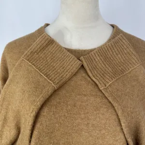J.Crew Crewneck Sweater Wool Blend Soft Knit Pullover Casual‎ Tan Brown Women XL thumbnail 3