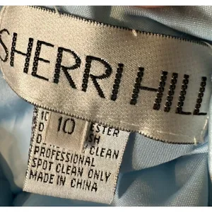 Sherri Hill Ice Blue Satin Prom Dress with Floral Embroidery & Pockets - Sz 10 thumbnail 11