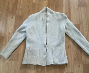 J.Crew Vintage 100% Wool Beige Sweater Cardigan Blazer size small medium thumbnail 1