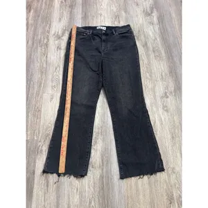 Daze Denim Hug High Rise Cropped Flare Jeans Haunt Faded Grey Black Size 32 thumbnail 7