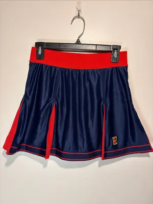 Nike Court Dri-FIT Slam Tennis Skirt Red Blue Skort Mesh Pleats Size Small thumbnail 2