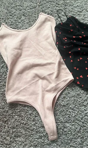 Blue Blush Soft Pink Ribbed Bodysuit with Spaghetti Straps thumbnail 1