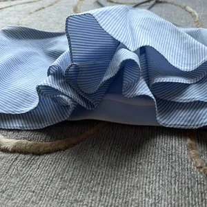 Zara | Striped Crop Top Flowy Blue White Small thumbnail 2