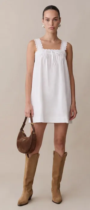 NWT Few Moda Beverly Cotton Dress size Small S White lace trim mini Kourt thumbnail 1