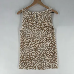 Ann Taylor Factory Leopard Print‎ Micro Pleated Stretchy Sleeveless Top Size S thumbnail 9