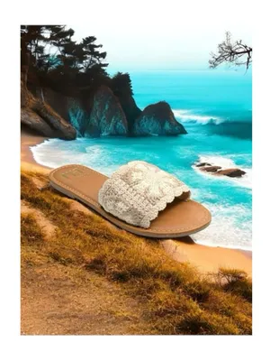 new Haute Hippie ✌︎︎ Rianne Crochet Mandala Flat Sandals Slides ✌︎︎ Cream ✌︎︎ 7M thumbnail 15